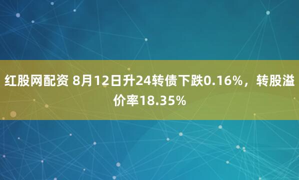 红股网配资 8月12日升24转债下跌0.16%,转股溢价率18.35%
